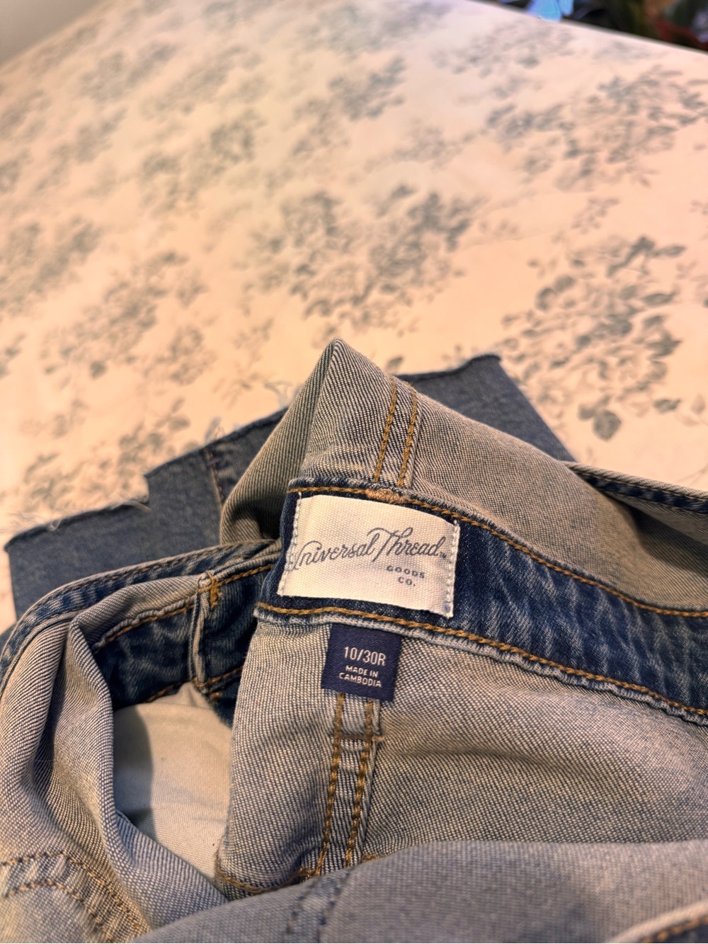 Universal Thread Denim Overalls in Dark Blue with Orange Accents - Picture 2 of 10